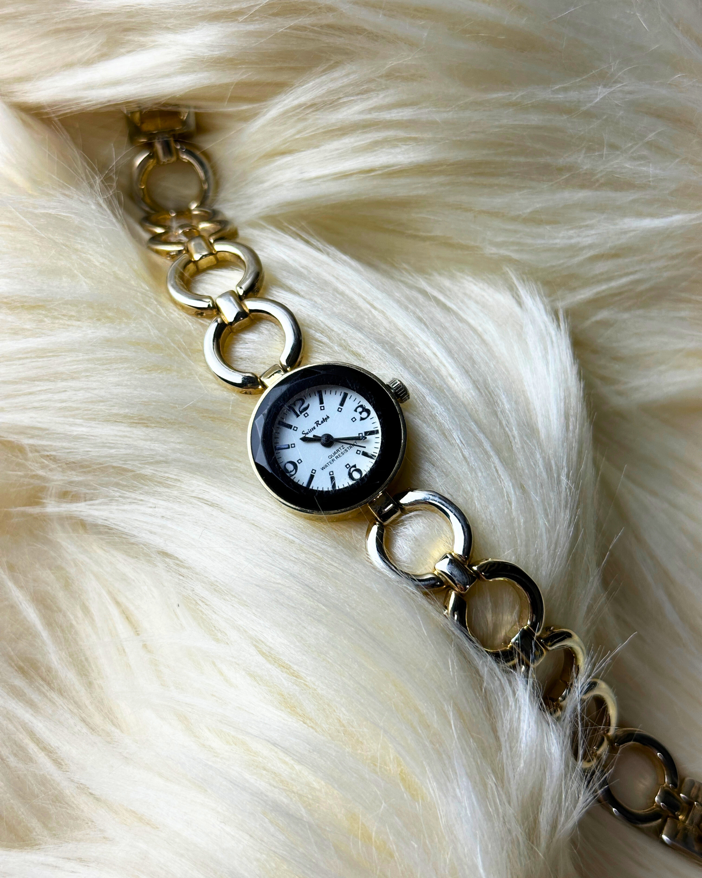 Vintage Suisse Ralph Ladies’ Two-Tone Link Bracelet Quartz Watch – White Dial