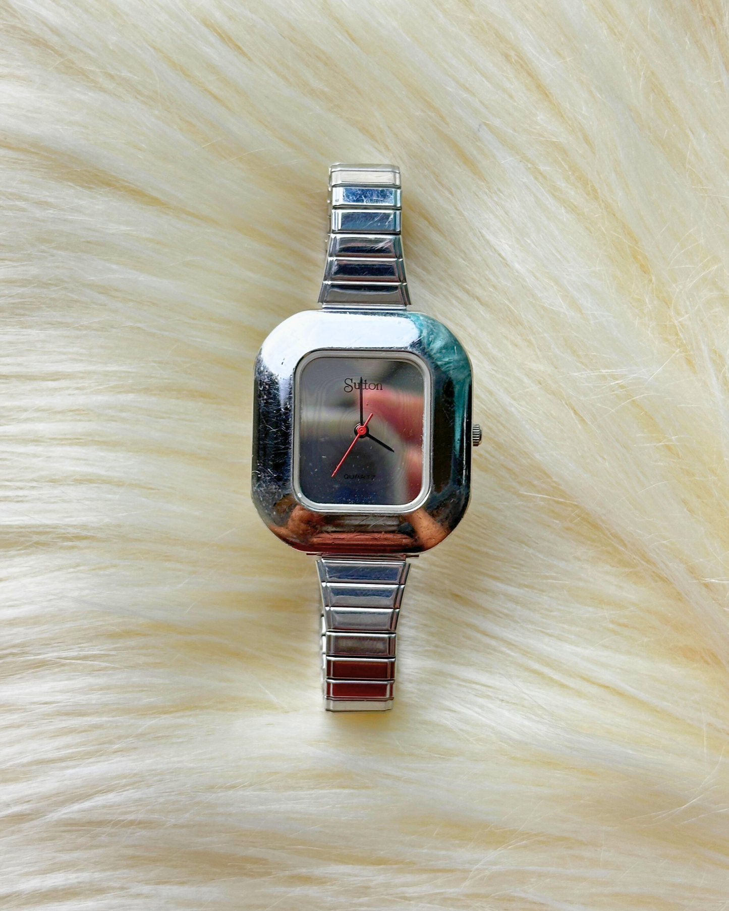 Vintage Sutton Ladies’ Silver-Tone Rectangular Quartz Watch