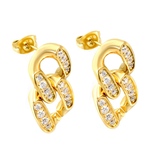 Crystal Link Stud Earrings