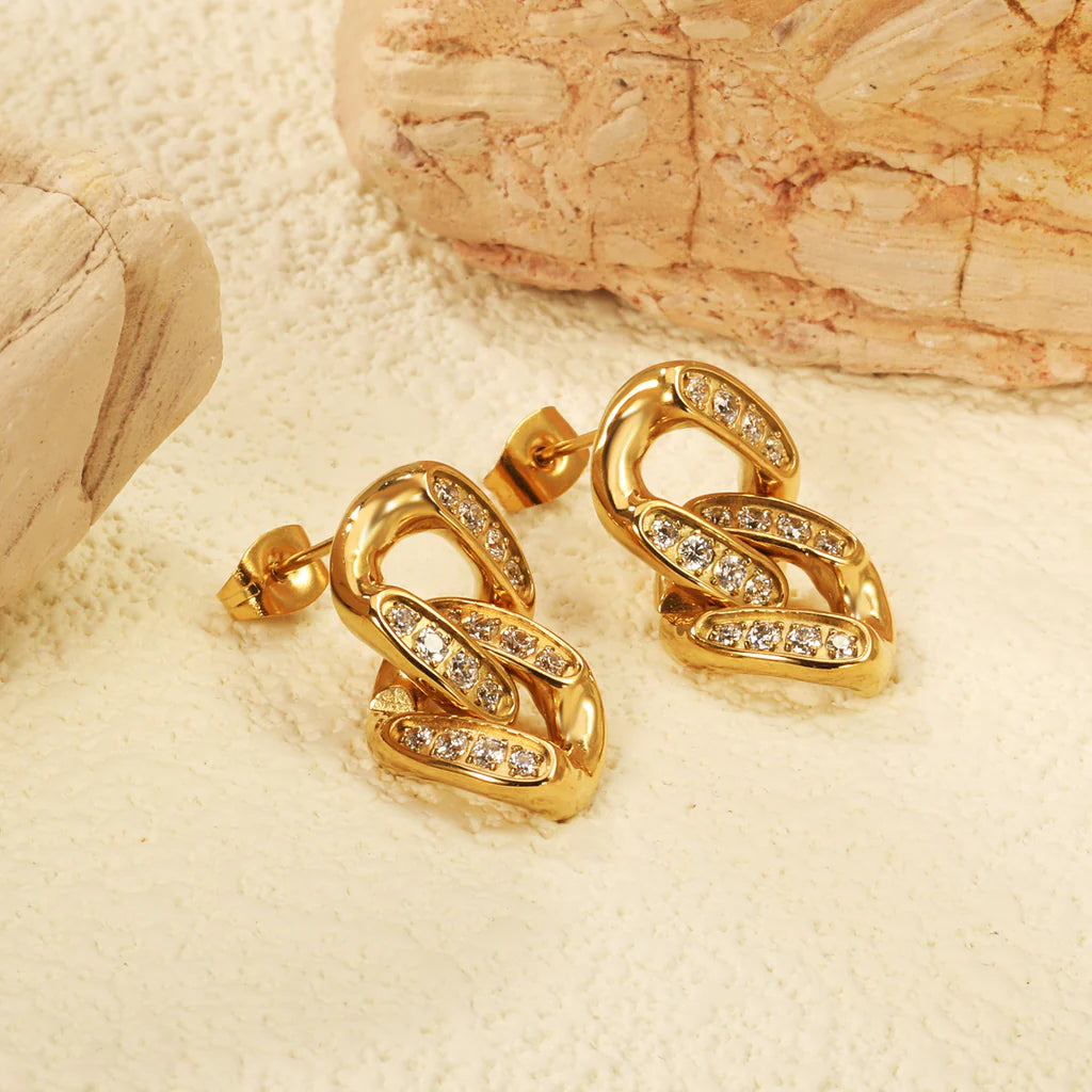 Crystal Link Stud Earrings