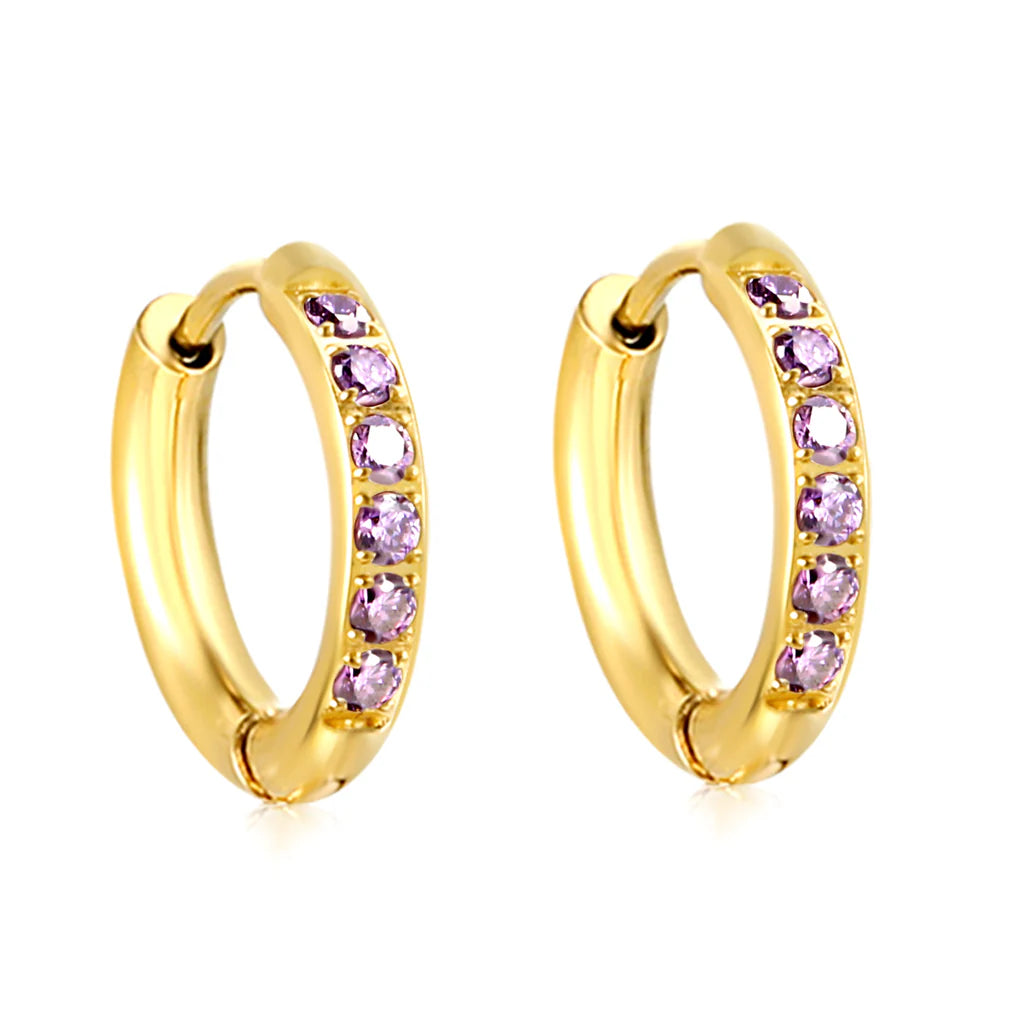 Amethyst Crystal Hoop Earrings