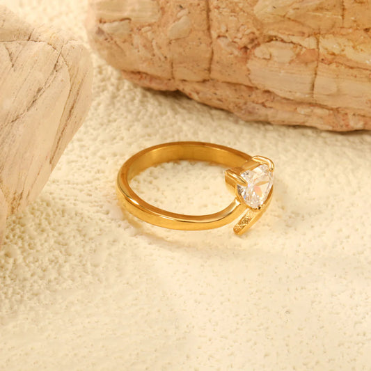 Open Heart Solitaire Ring