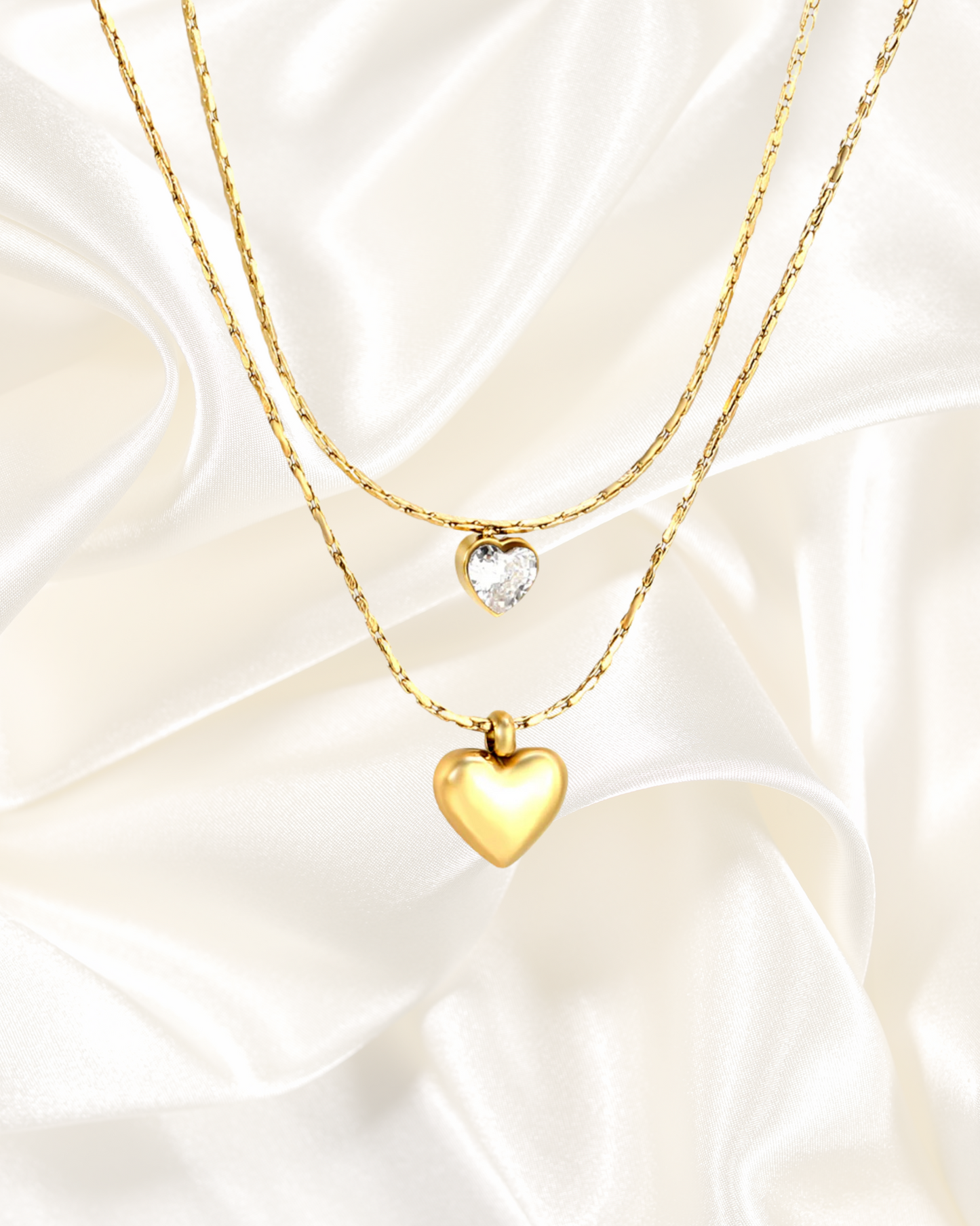 Double Heart Layered Necklace