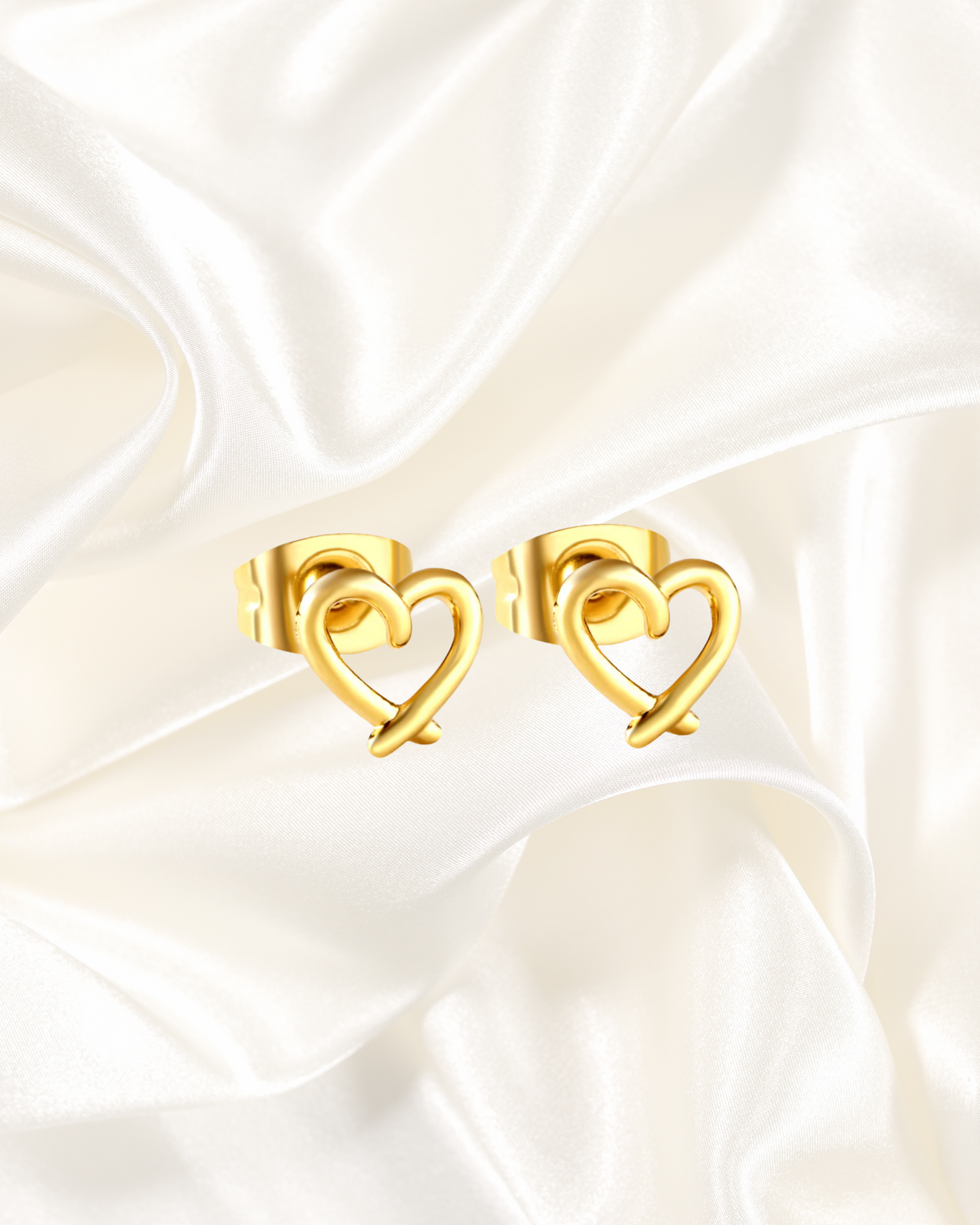 Golden Heart Outline Stud Earrings