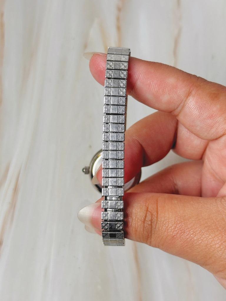 Rumours Ladies Watch – Silver Tone – Roman Numerals – Stretch Bracelet