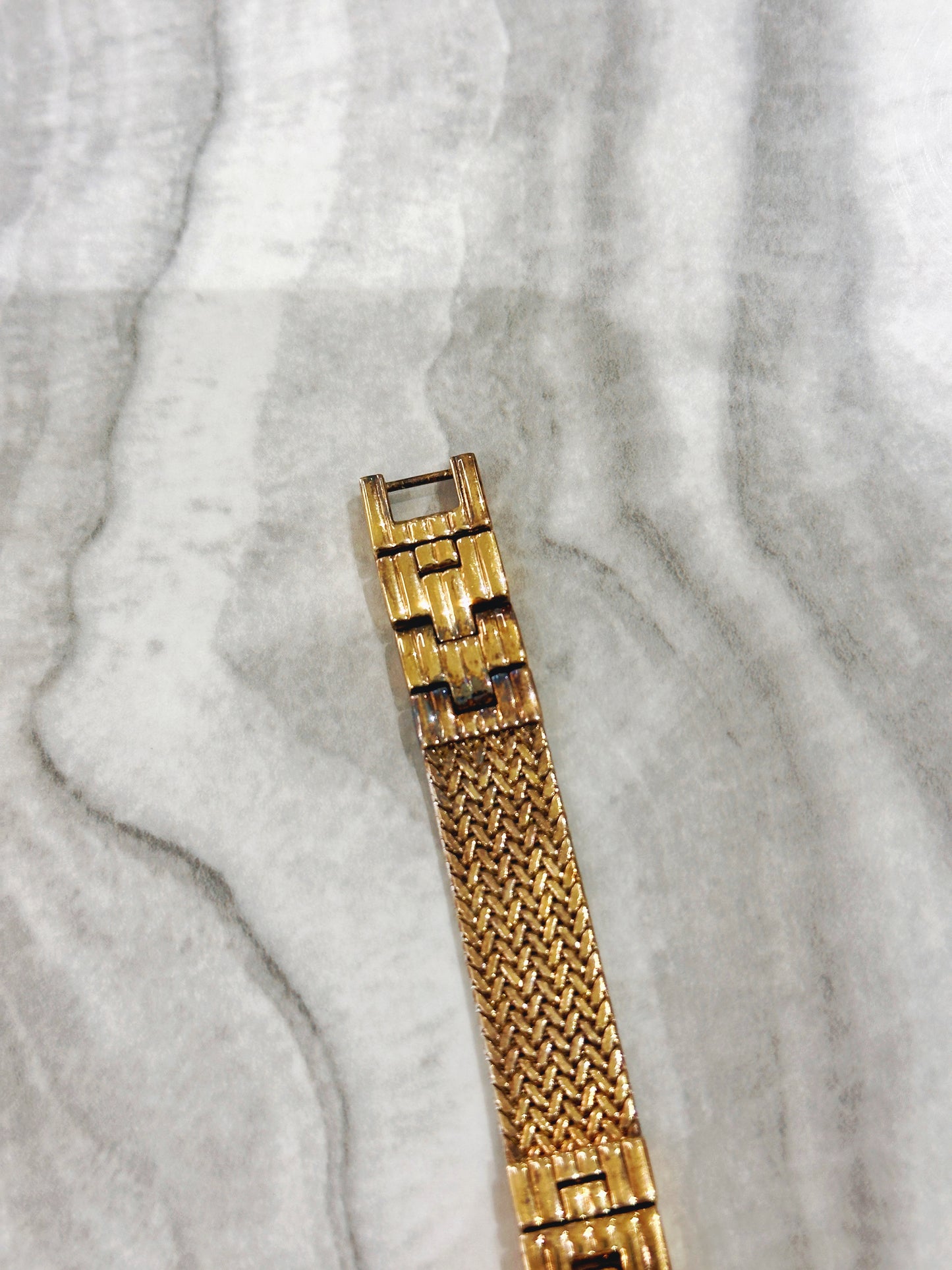 Anne Klein New York Diamond Swiss Quartz Watch – Mother of Pearl Dial with Black & Gold Bezel (WR 30M)