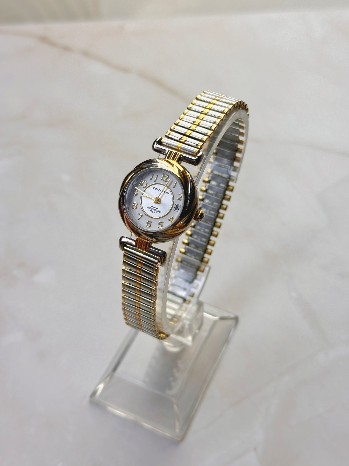 Milan Women’s Two-Tone Watch – Date Window – Water Resistant – Classic Dress Style