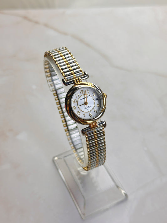 Milan Women’s Two-Tone Watch – Date Window – Water Resistant – Classic Dress Style