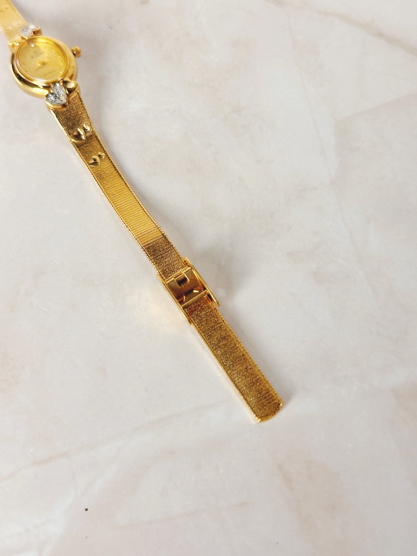 Elgin Women’s Gold-Tone Heart Accent Watch – Quartz – Elegant Dress Style