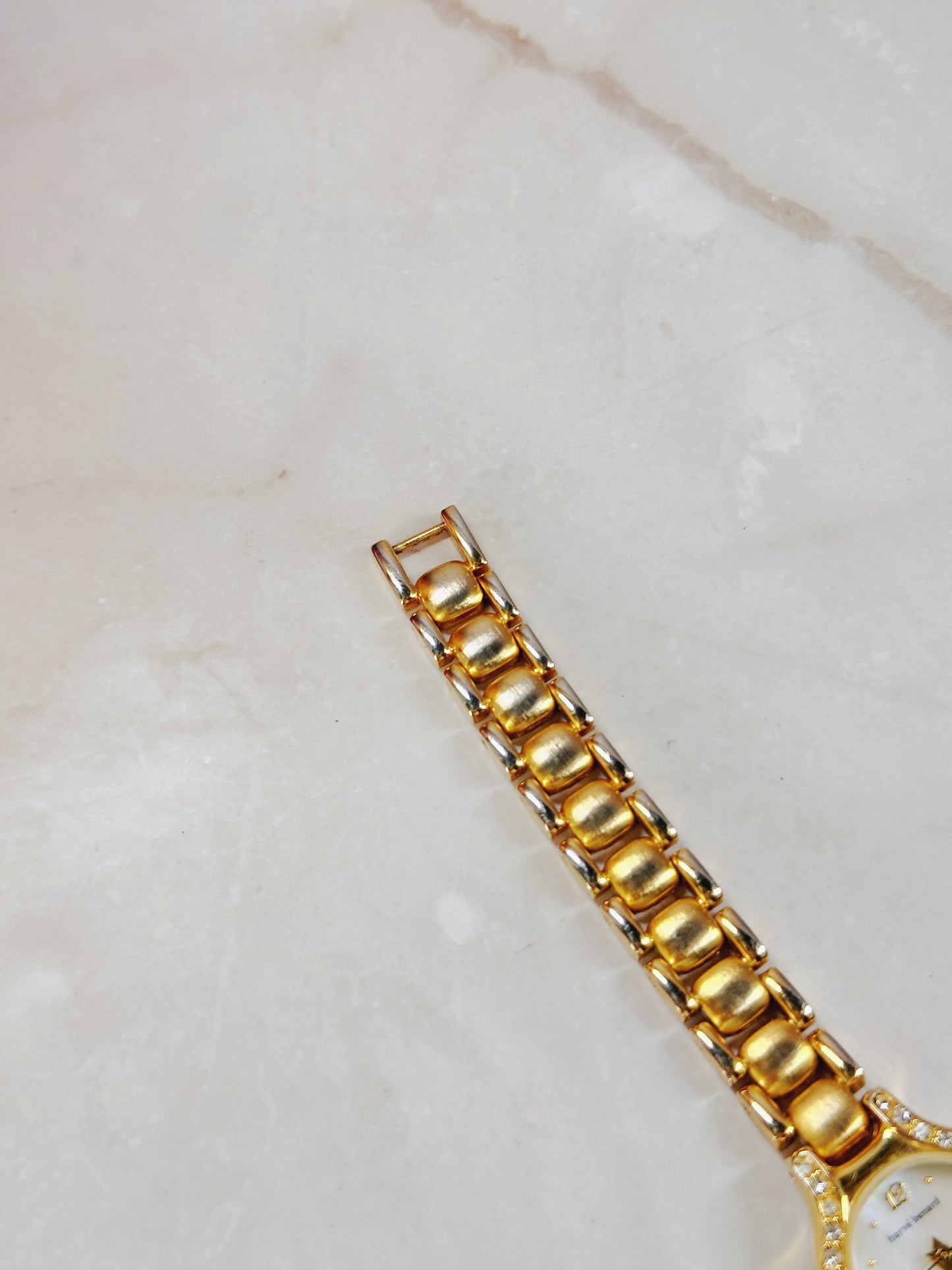 Harvé Benard Gold-Tone Ladies Watch – Crystal Bezel – Elegant Dress Style