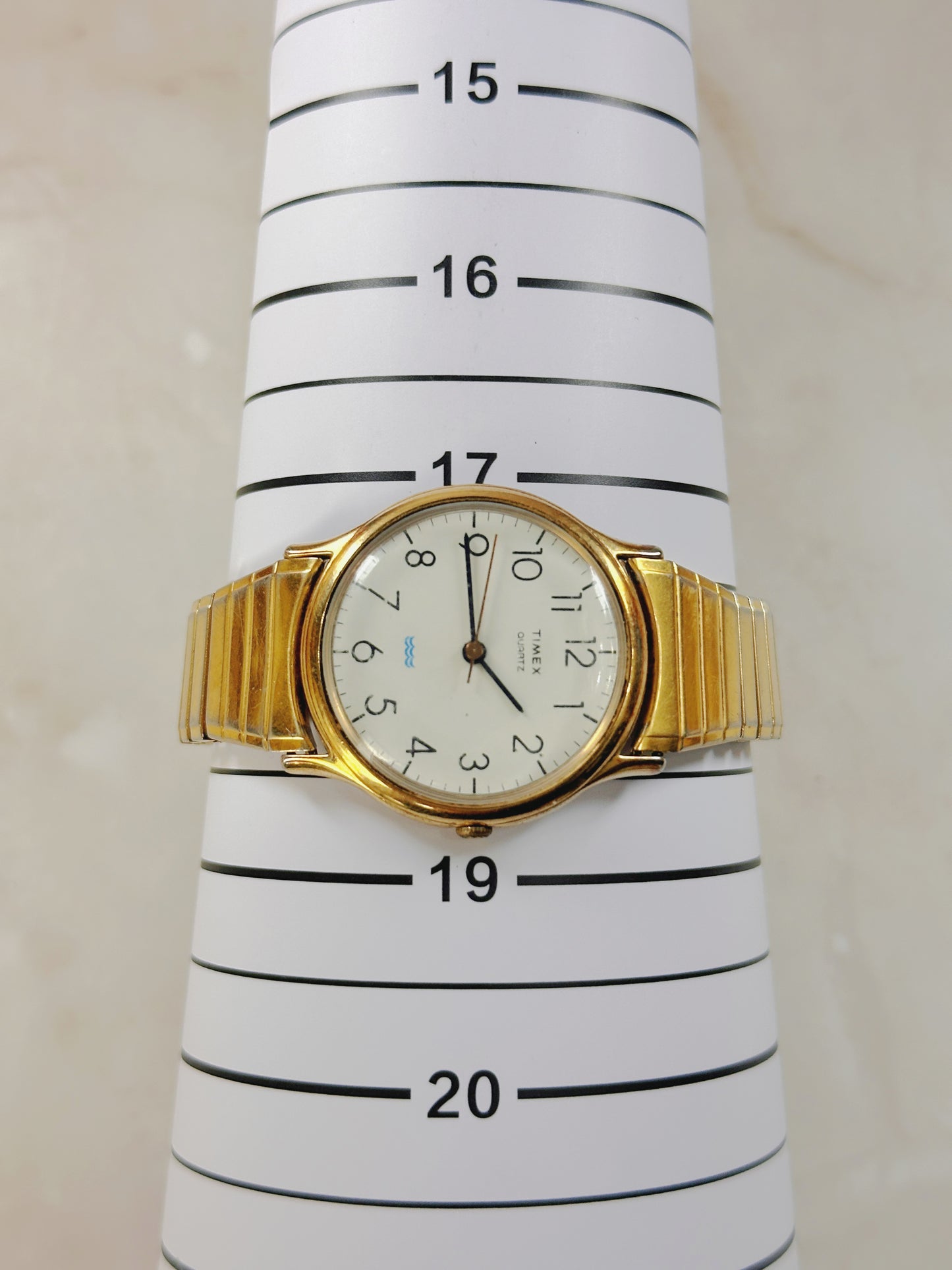 Timex Quartz Gold-Tone Men’s Watch – White Dial – Classic Stretch Bracelet
