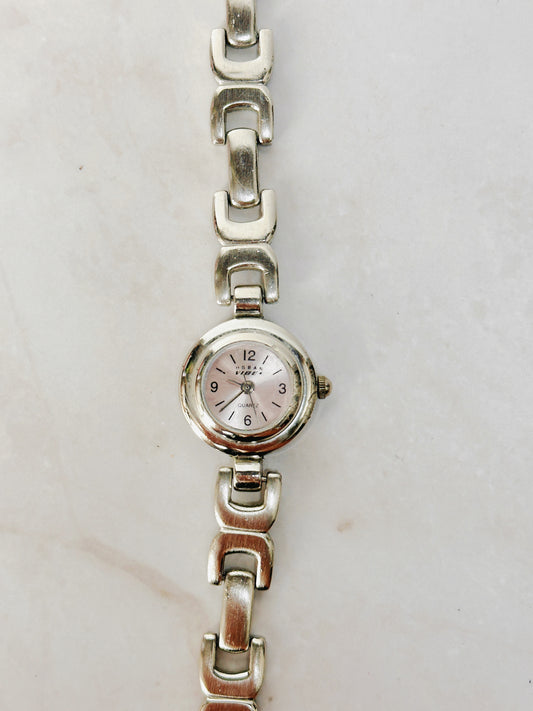 Urban Vibe Quartz Silver Tone Bracelet Watch – Ladies – Pink Dial – New Battery
