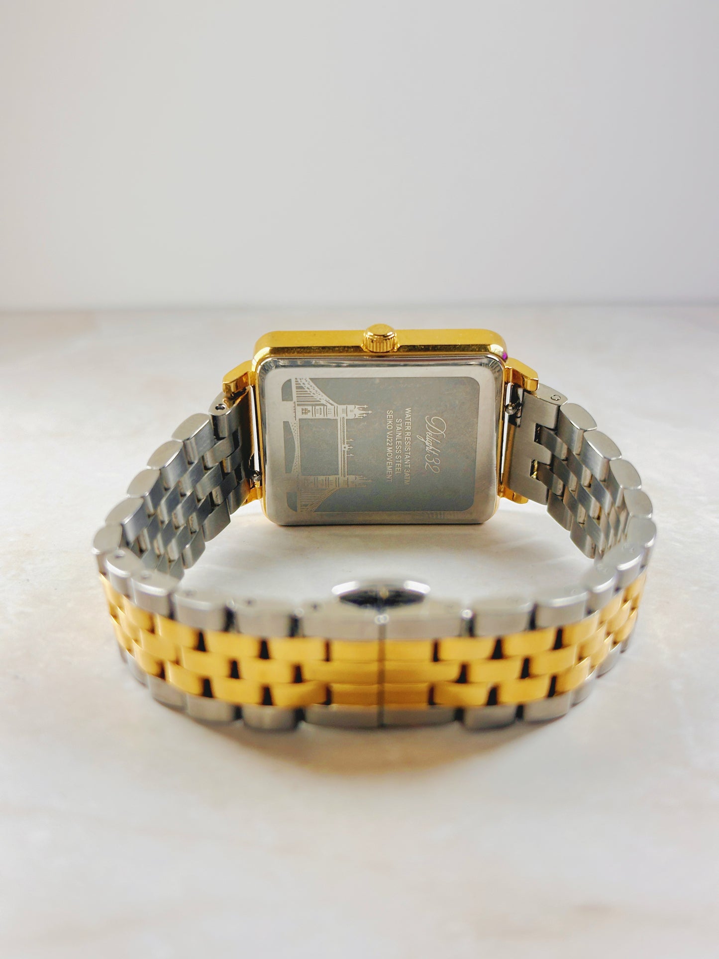 Waldor & Co Two-Tone Square Watch – Silver Dial – Date – Ladies – New Battery