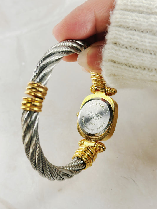 Joan Rivers Classics Gold-Tone Bracelet Watch – White Dial – New Battery