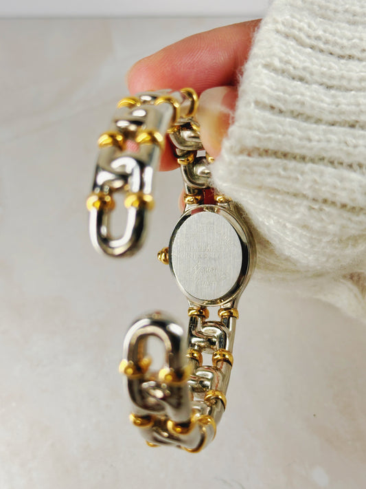 Joan Rivers Classics Two-Tone Bracelet Watch – Oval Dial – Gold & Silver – New Battery