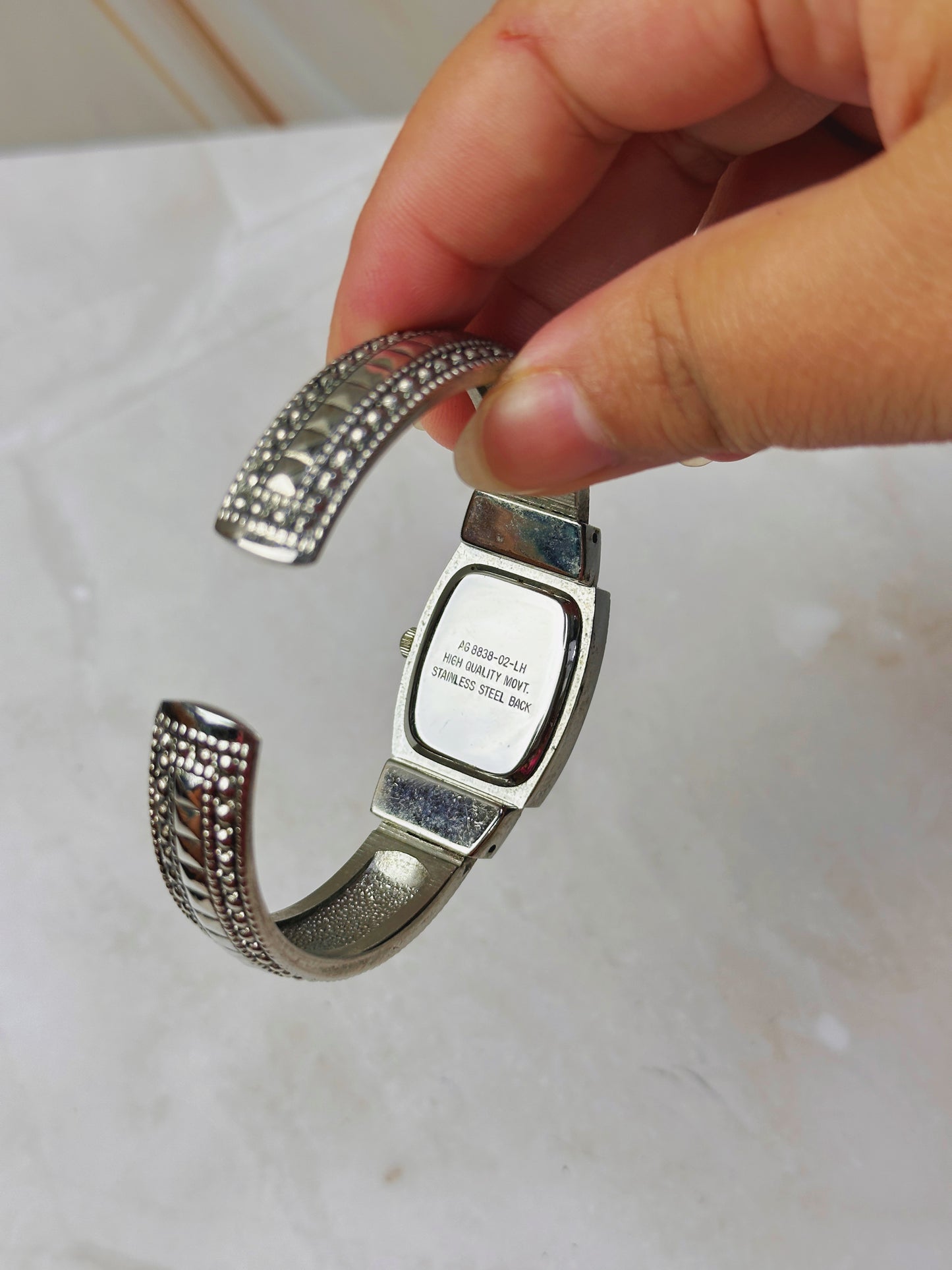 Sevil Marcasite Style Watch – Silver Tone – Decorative Crystal Case – Stretch Bracelet – Quartz – New Battery