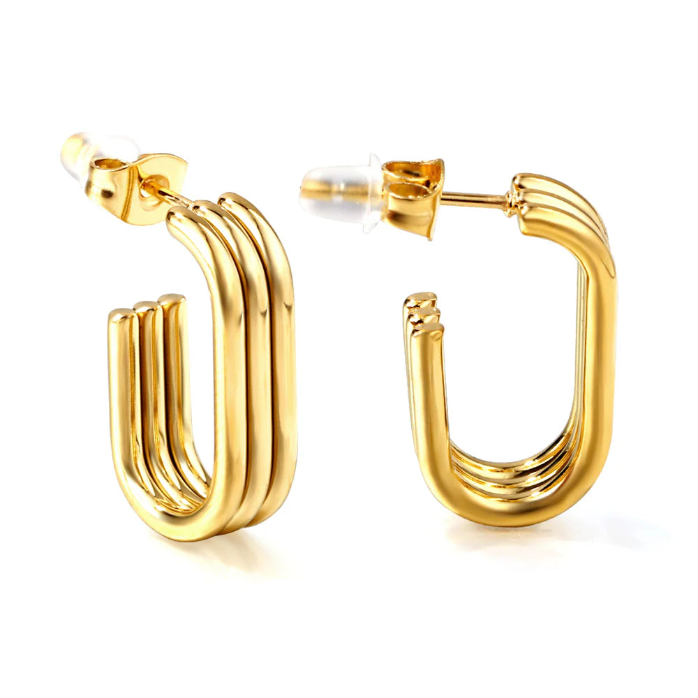 Geometric Multi-Bar Hoop Earrings