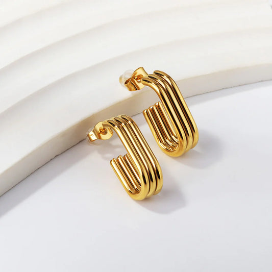 Geometric Multi-Bar Hoop Earrings