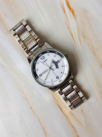 Timex Perpetual Calendar Watch – Two Tone – Day-Date – WR100 – Indiglo