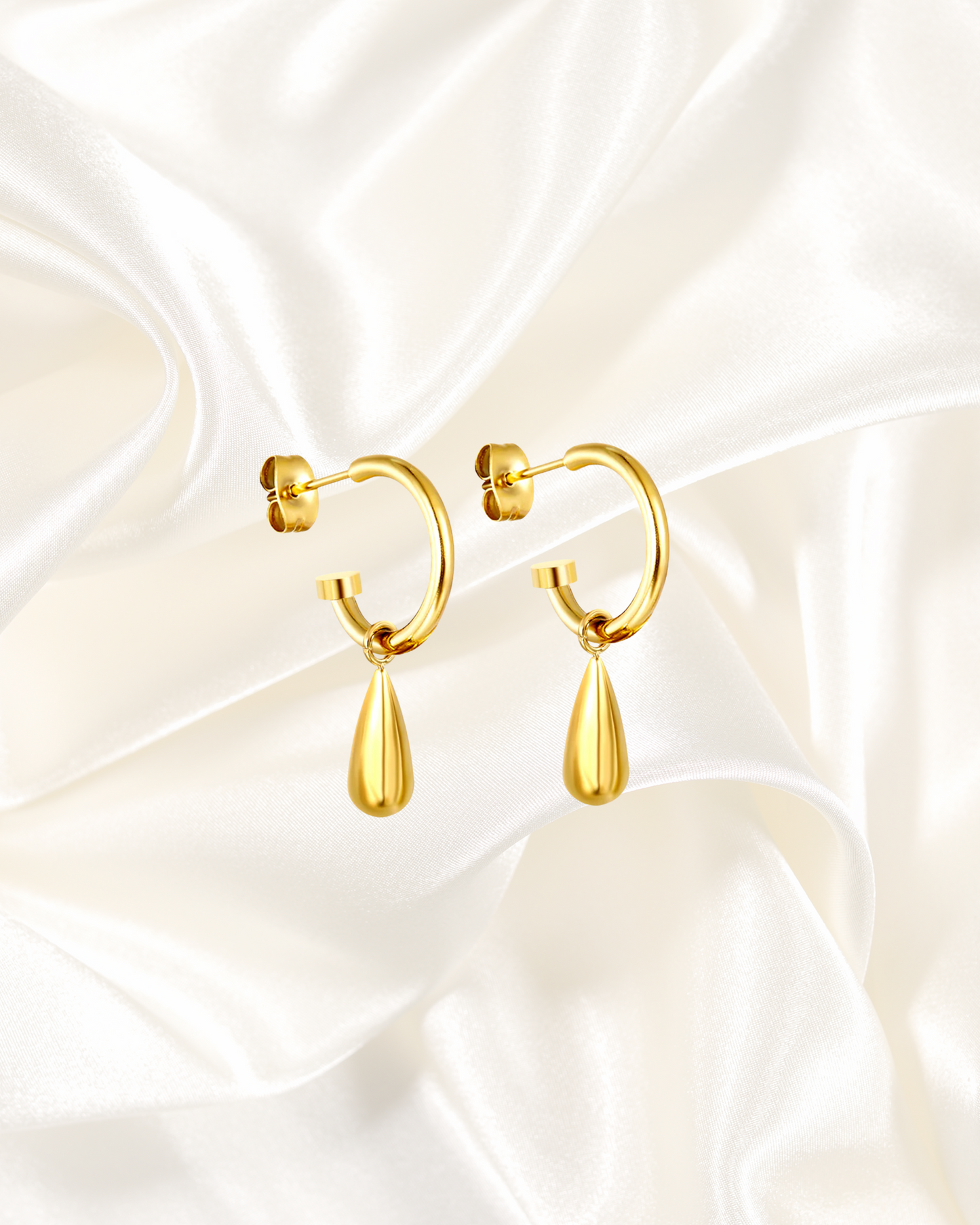 Teardrop Charm Hoop Earrings