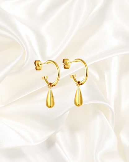 Teardrop Charm Hoop Earrings