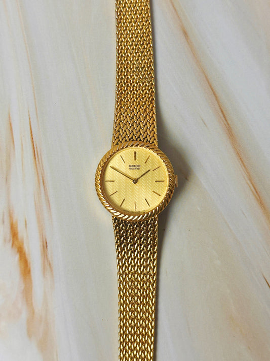Seiko Quartz Gold Tone Mesh Watch – Vintage Dress Watch – Japan Movement
