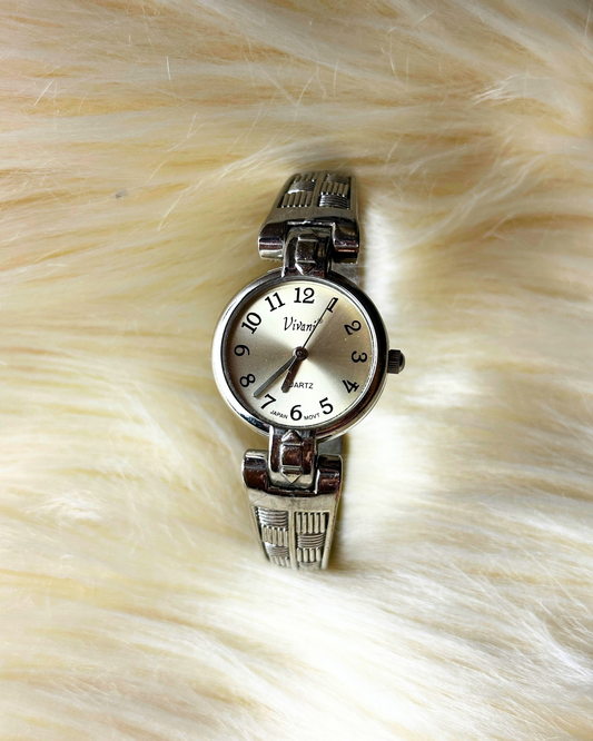 Vintage Vivani Ladies’ Round Quartz Bracelet Watch – Silver-Tone
