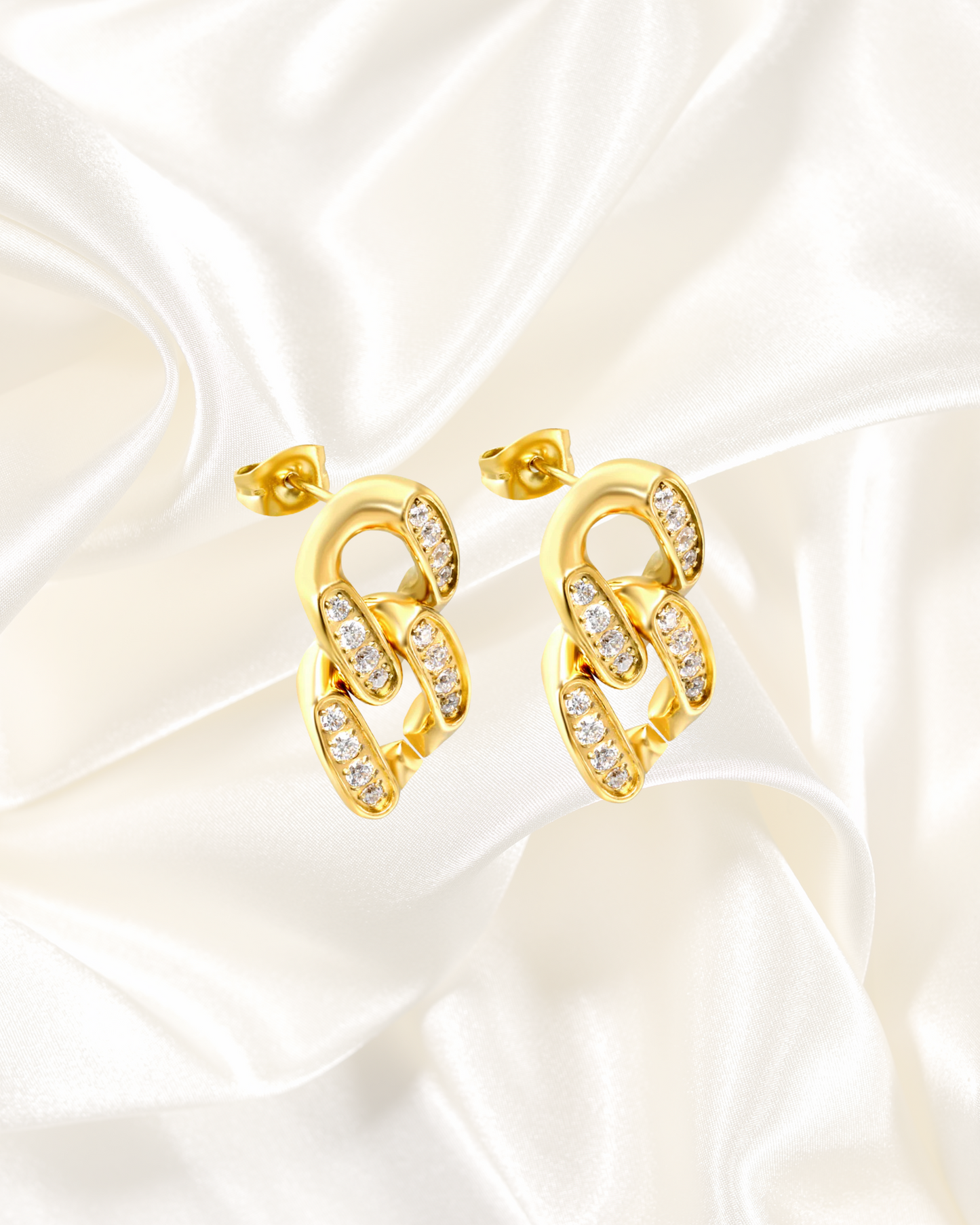 Crystal Link Stud Earrings