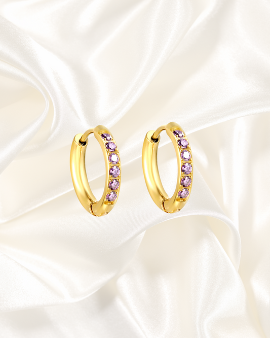 Amethyst Crystal Hoop Earrings
