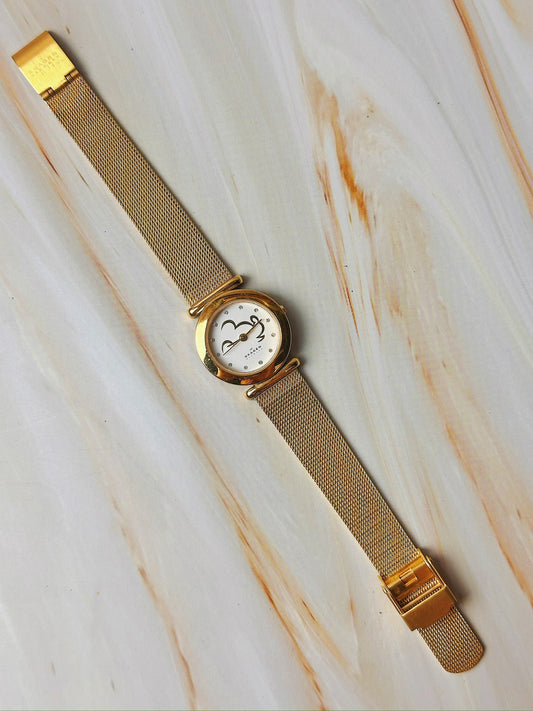 Skagen Ladies Watch – Gold Tone Mesh Bracelet – Crystal Markers