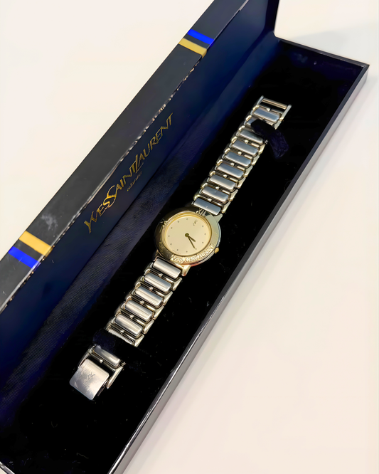 Yves Saint Laurent Women’s Watch – Quartz – Two Tone Dial – Full Set Box & Papers – Excellent Condition