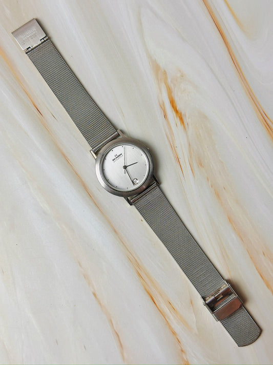 Skagen Denmark Ladies Watch – Stainless Steel Mesh – Date Display – Minimalist Design