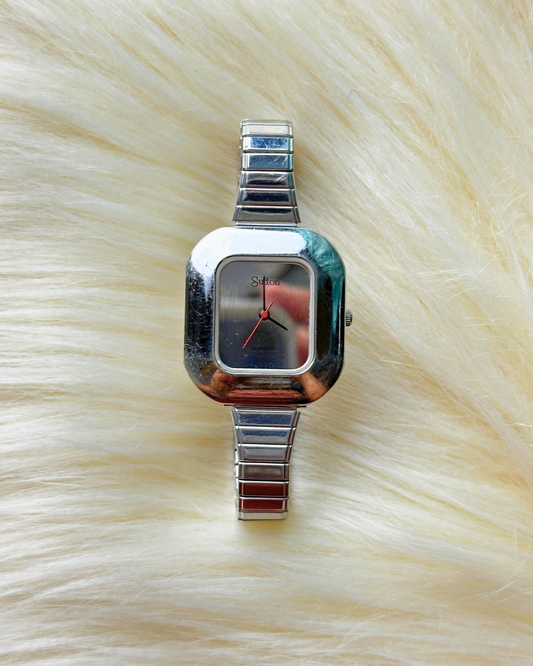 Vintage Sutton Ladies’ Silver-Tone Rectangular Quartz Watch