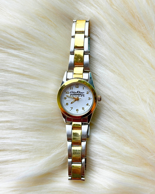 Vintage Gila River Casinos Ladies’ Two-Tone Quartz Watch – White Dial