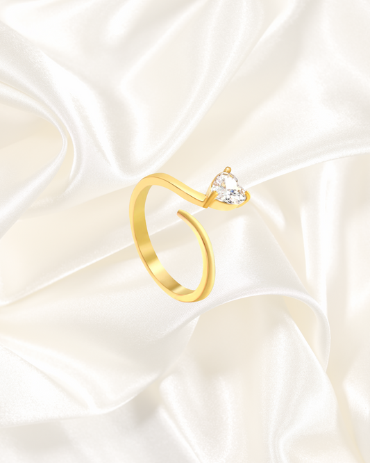 Open Heart Solitaire Ring