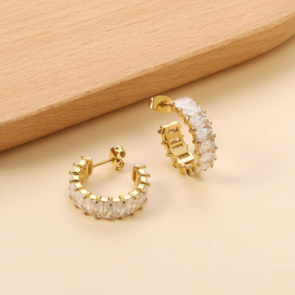 Baguette Crystal Hoop Earrings
