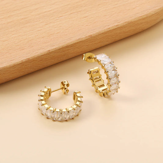 Baguette Crystal Hoop Earrings