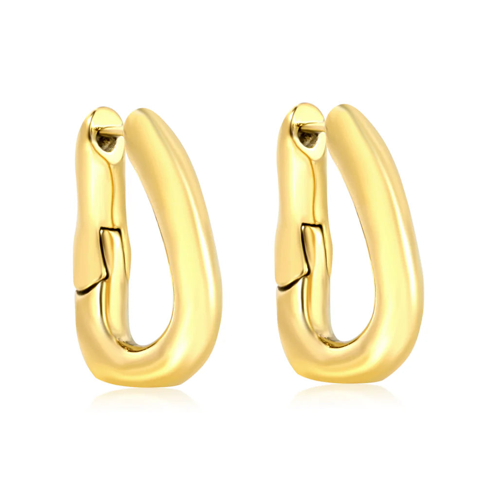 Sleek Oval Huggie Hoop Earrings