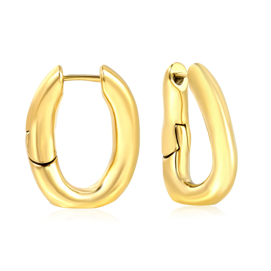Sleek Oval Huggie Hoop Earrings
