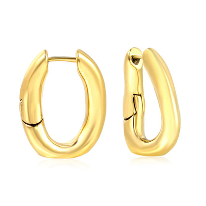 Sleek Oval Huggie Hoop Earrings