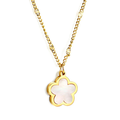 Mother of Pearl Clover Pendant Necklace