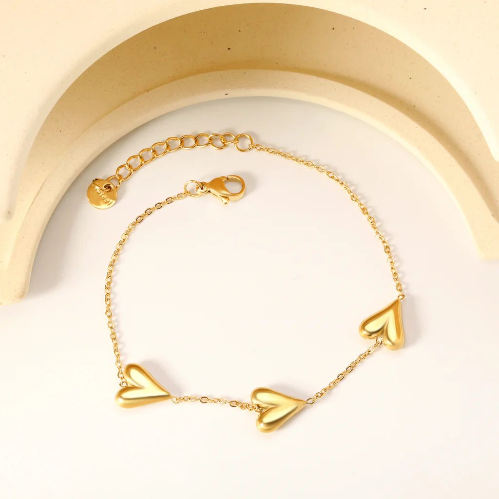 Triple Heart Charm Bracelet