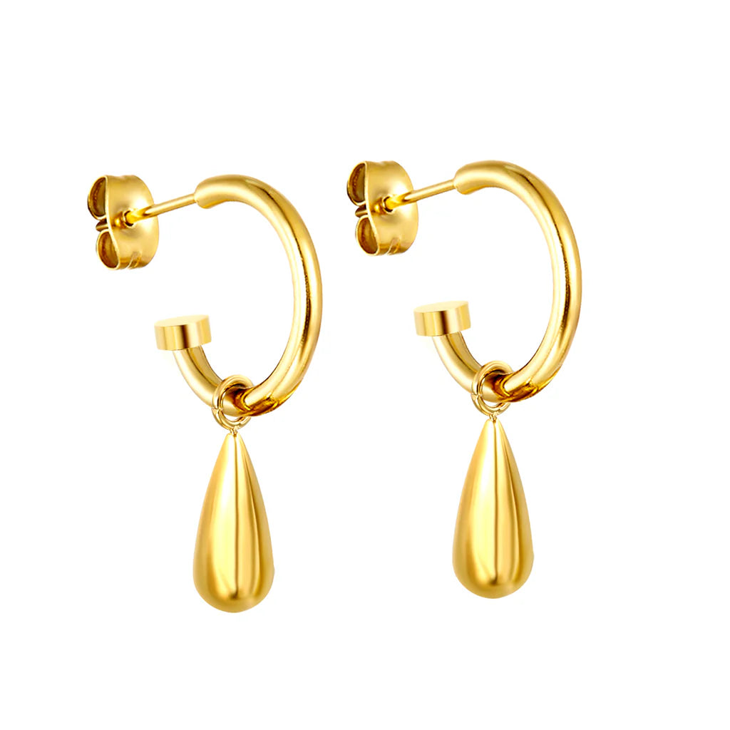 Teardrop Charm Hoop Earrings