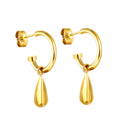 Teardrop Charm Hoop Earrings