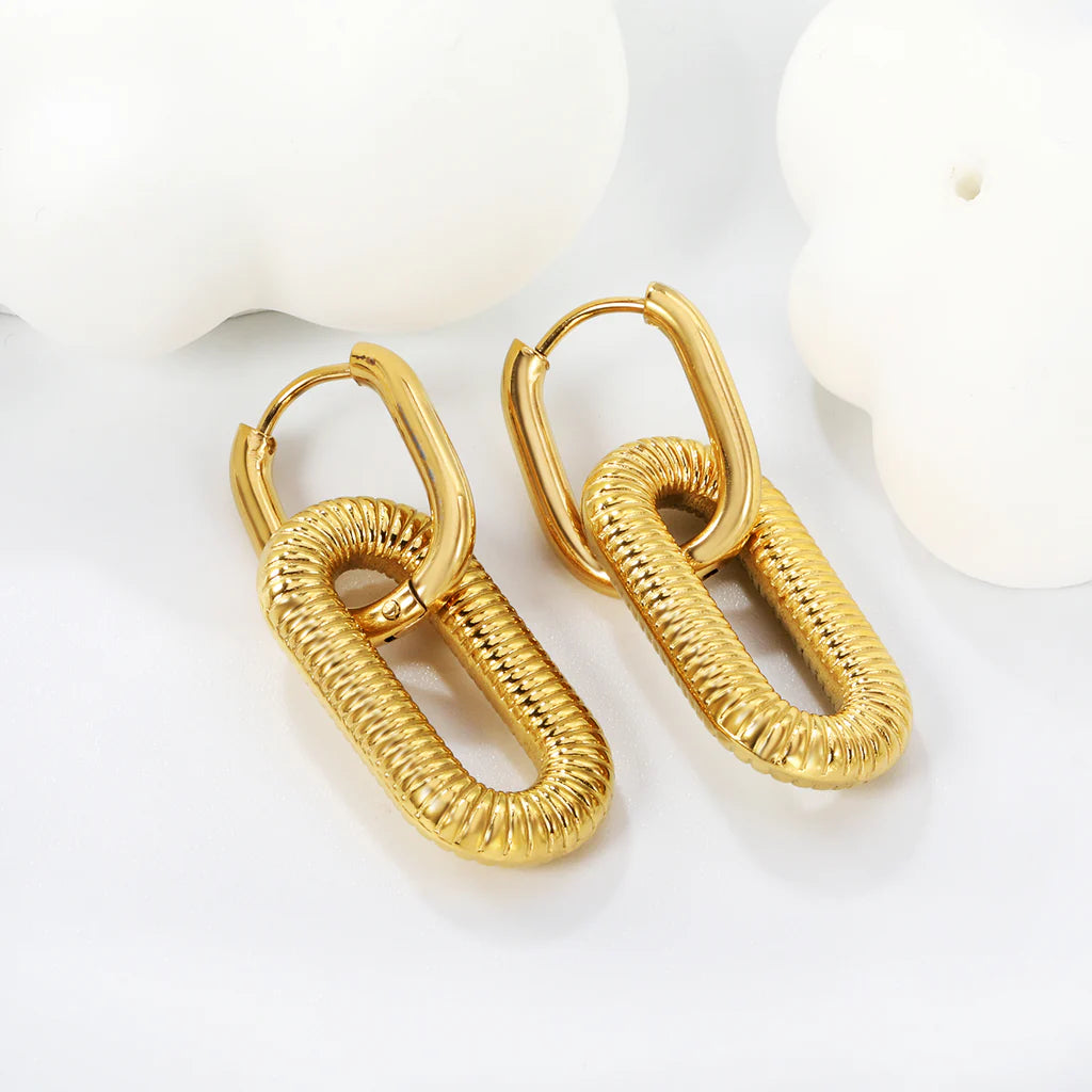 Textured Link Drop Earrings