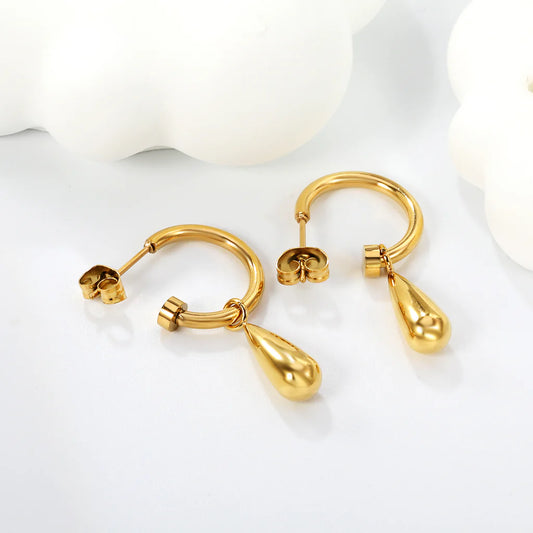 Teardrop Charm Hoop Earrings