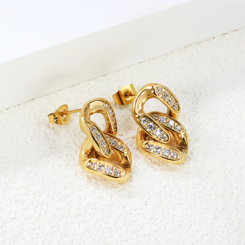 Crystal Link Stud Earrings