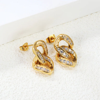 Crystal Link Stud Earrings