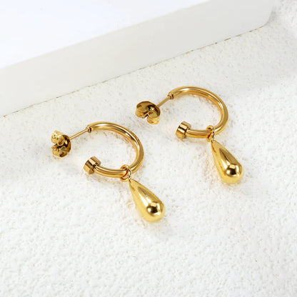 Teardrop Charm Hoop Earrings
