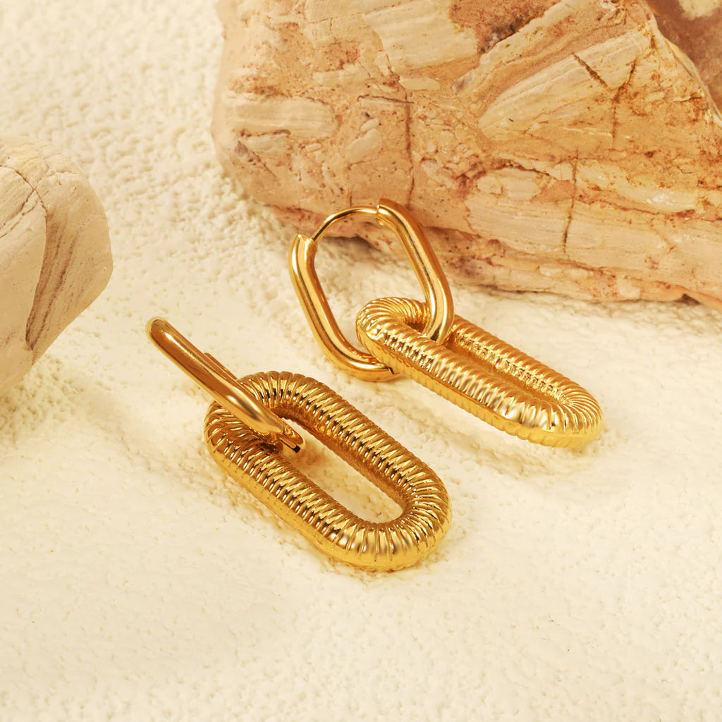 Textured Link Drop Earrings